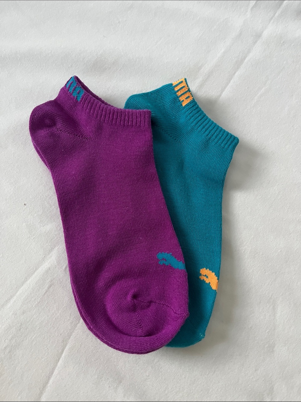 New Puma Ankle Socks - Purple & Teal Low-Cut Pair